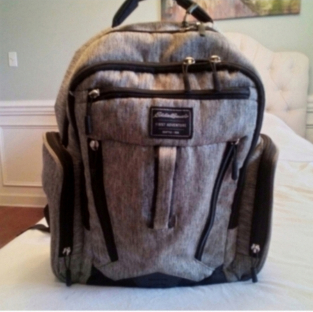 Eddie Bauer Gray Ranier First Adventure Backpack Diaper Bag by Family Outin